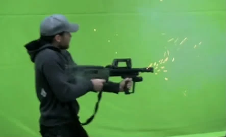 Sam testujący Strzelbę