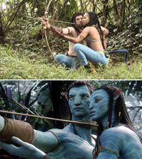 Zoe Saldaña y Sam Warrington praticando para Avatar.jpg