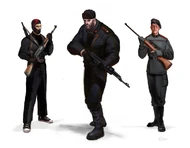 Concept art of an Octopus soldier, 'heavy', and sniper.