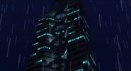 The Phoenix Building in the console version's cinematic sequence, as seen in the GameCube version of Nightfire (2002).