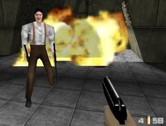 Bond facing Jaws in the Aztec bonus mission