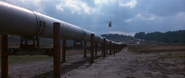 A complete section of the King pipeline, running north-east through rural Turkey.