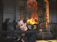 Le Rouge pointing with a weapon, EON (2004).