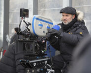 Director Sam Mendes on the set of Spectre