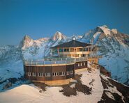 Exterior photograph of the 'Piz Gloria' restaurant building in the modern day.