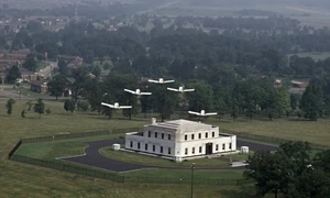 Pussy Galore's pilots in flight over Fort Knox, as seen in Goldfinger (1964).