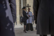 Lucia Sciarra at her husband's funeral.