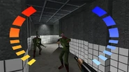 Screenshot of the game's health and body armor meters