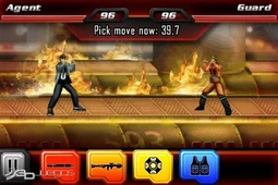 The player's character fights a guard on top a submarine.