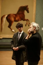Ben Whishaw et le réalisateur Sam Mendes sur le tournage de Skyfall.