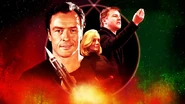 The Moonraker rocket, as depicted on the artwork for the Moonraker radio adaptation for the BBC