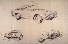 Concept designs for Bond's Aston Martin DB5 (Goldfinger).