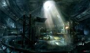 Concept art of The Lair by artist Christian Lorenz Scheurer for GoldenEye: Rogue Agent (2004).