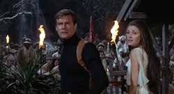 Bond and Solitaire trying to escape the ritual grounds.