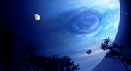 Seen in Avatar: Polyphemus can be seen in the sky with two more moons visible.