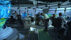 Parker practicing putting in the ops center