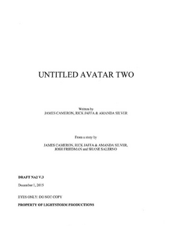 Avatar- The Way of Water screenplay cover page