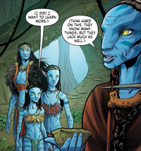 Neytiri (young) with her sister and parents