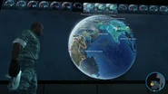A map of Earth in Avatar: The Game showing parts of eastern Africa have been submerged
