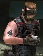 Wearing an exopack.