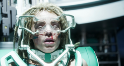 Spider suffers a nosebleed from the RDA's torture due to his loyalty to the Na'vi.