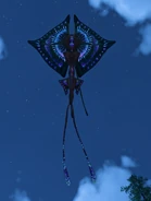 A kite manta from below at night, showing off its bioluminescence pattern
