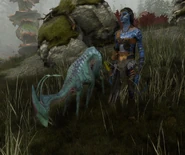 A young meer deer next to a Na'vi for scale.