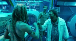 Spider greeting Max and Norm.