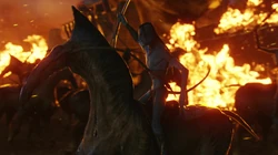 Tsu'tey destroys the bulldozers with the war party at night.