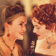 Charlotte Chatton with Kate Winslet on the set of Titanic.