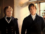 On the left is Colonel Fitzwilliam, while on the right is Mr. Darcy in the 2005 movie
