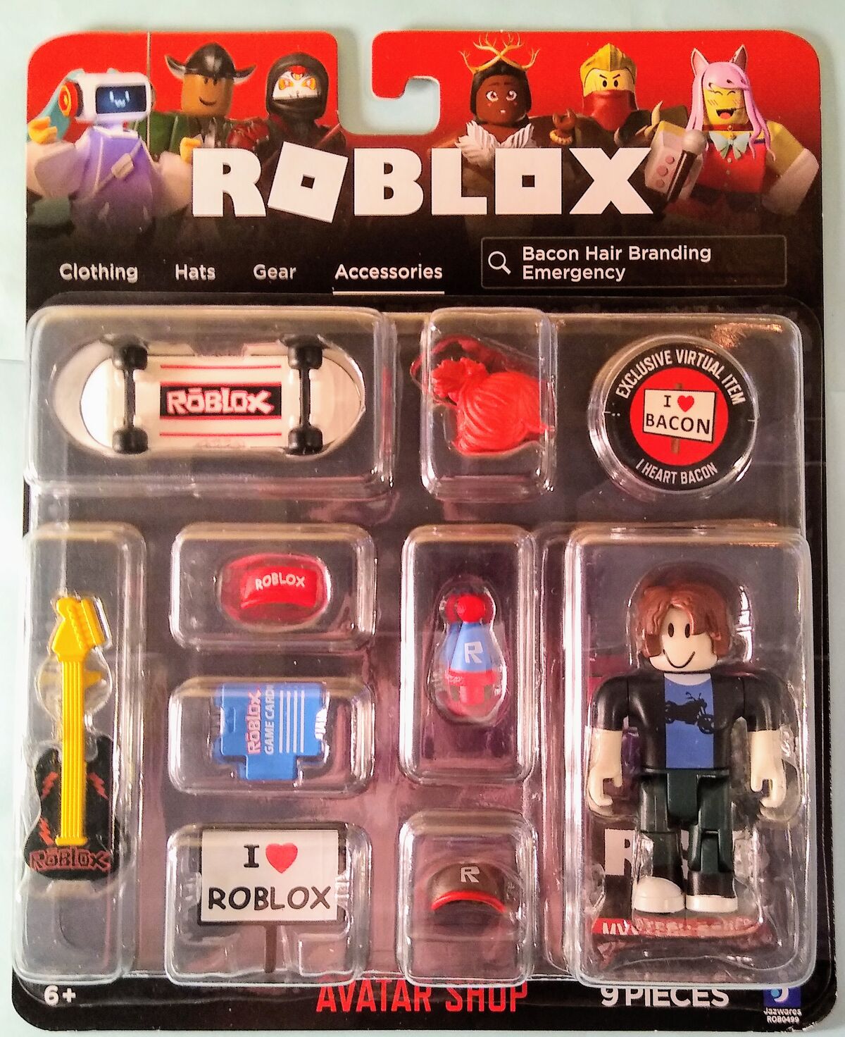 Roblox Backpack Clips Series 1 BACON HAIR Toy w/ BACON MOUSTACHE Code