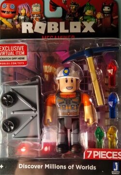 Roblox Action Collection - Megaminer + Two Mystery Figure Bundle [Includes  3 Exclusive Virtual Items] 