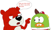 Peanut scolding Buhdeuce (from that awful show "Breadwinners" that mostly everyone, including J&D, hates).