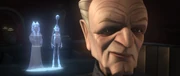 Nala Se und Shaak Ti berichten Palpatine von Tups Tod.