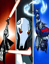 Asajj Ventress und Durge kämpfen gegen Grievous.
