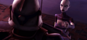 Asajj Ventress verhört Captain Rex im Teeth-Kloster.