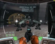 Boss kämpft gegen einen Spinnendroiden