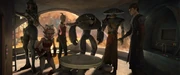 Die Kopfgeldjäger bedrohen Anakin und Ahsoka.