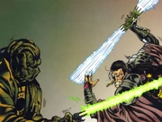  fordert  zum Kampf heraus.