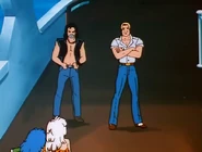 Raymond introduces his two new goons to The Misfits: Torch and Mickey.