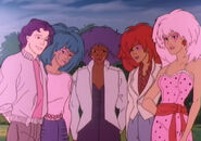 The Holograms and their road manager, Rio Pacheco.