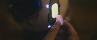 Jerrica inserts her earrings into Synergy's body