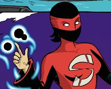 Jenny as the superhero “the Shifter”