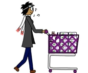 Jenny shopping for bread at 