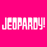 Jeopardy! Logo in Magenta Background in White Letters