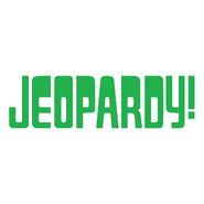 Jeopardy! Logo in White Background in Green Letters