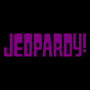 Jeopardy! Logo in Black Background in Purple Letters