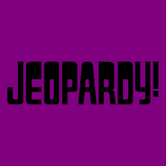 Jeopardy! Logo in Purple Background in Black Letters