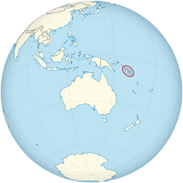 Solomon Islands on the globe (Oceania centered)